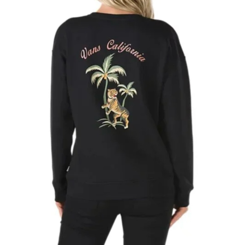 Vans off the Wall Black Pullover Sweatshirt Vans California Tiger Palm Women's M